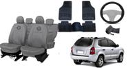 Kit capa Tucson couro cinza 04-13 proteção e estilo