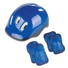 Kit Capacete Com Joelheiras e Cotoveleiras Azul Fenix