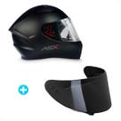 Kit Capacete Fechado ASX Draken Solid Preto Fosco com Viseira Fumê Kit Capacete Fechado ASX Draken Solid Preto Fosco com Viseira Fumê