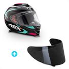 Kit Capacete Fechado ASX Eagle Street Preto com Tiffany e Rosa com Viseira Fumê