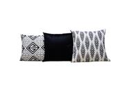 Kit Capas Almofadas 40 x 40 Estampa Preta e Bege Conjunto 3 peças Nallu Decor