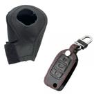 Kit capas couro da chave e manopla câmbio automático Volks Bora 2005 2006 2007 2008 2009 2010