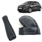 Kit Capas Couro Manopla Câmbio Manual E Alavanca Freio de Mão Peugeot 208 2013 À 2020
