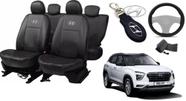 Kit Capas de Couro Hyundai Creta 2020 + Capa de Volante + Chaveiro Hyundai