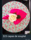 Kit Capas de sousplat floral Rosa Tiffany Guardanapos Tricoline