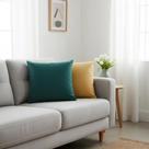 Kit Capas para Almofadas 50x50 Tecido Algodão Cores Lisas Verde e Amarelo Conjunto 2 Peças Nallu Decor Kit Capas para Almofadas 50x50 Tecido Algodão Cores Lisas Verde e Amarelo Conjunto 2 Peças Nallu Decor