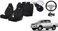 Kit Capas Personalizado Estofado Capas Tecido Hilux 03-13 + Volante + Chaveiro