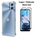Kit Capinha Antiqueda Para Moto E22 + Película 3d Vidro