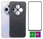 Kit Capinha Capa Aveludada Preta Para Moto G35 + Película 3D