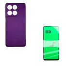 Kit Capinha Case Aveludada Roxo + Película Cerâmica 9D Moto Edge 60