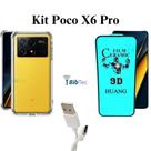 Kit Capinha + Película Cerâmica + Cabo USB Tipo C para Xiaomi Poco X6 Pro