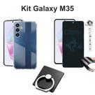 Kit Capinha + Película Fosca Privacidade de Cerâmica + Suporte de Anel para Samsung Galaxy M35 5G