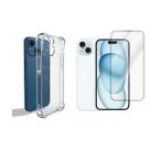 Kit Capinha Silicone Antichoque + Película Vidro 3D Compativel com Iphone 15