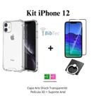 Kit Capinha Transparente + Película 3D Vidro + Suporte de Anel para Iphone 12 Kit Capinha Transparente + Película 3D Vidro + Suporte de Anel para Iphone 12