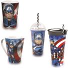 Kit Capitão America - 3 Copos diferentes e caneca - Marvel