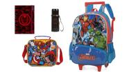 Kit Capitão América Mochila Rodinha e Costas + Lancheira + B
