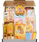 Kit Capivara Completo Caderno Caneta Adesivos Lápis Borracha