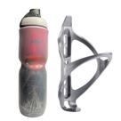 Kit Caramanhola Térmica 700ml PTK + Suporte Nylon para Bike MTB Speed Academia Cor:Vermelha com suporte cinza