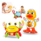Kit Caranguejo Fujão E Pato Dançarino Divertido Luz Som Kit Caranguejo Fujão E Pato Dançarino Divertido Luz Som
