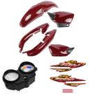 Kit Carenagem + Adesivo + Carcaça Painel Fan 125/150 2009 a 2013 Vermelha Encaixe Perfeito