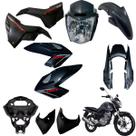 Kit Carenagem Cg Fan 160 2016 até 2021 Asa do Tanque Par de Complementos Tampa Lateral Farol Completo Paralama Rabeta Traseira 3 peças