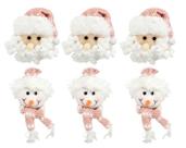 Kit Carinha Papai Noel e Boneco de Neve Pelúcia Rosê Gorrinho e Cachecol Tricot 13cm 6 Peças - Magizi - Yangzi
