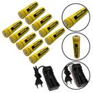 Kit Carregador 1 Carga + 10 Cargas 9800mAh 3.7V P/ Lanternas