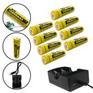 Kit Carregador 2 Carga + 8 Cargas 15800mAh 3.7V P/ Lanternas Kit Carregador 2 Carga + 8 Cargas 15800mAh 3.7V P/ Lanternas