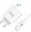 Kit carregador + cabo tipo c/tipo c 1 usb 20w fkt-pd52c fam