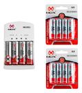 Kit Carregador De Pilhas e Bateria 9V Mais 12 Pilhas AA Recarregaveis