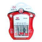 Kit Carregador de Pilhas Universal AA e AAA MOX + 2 Pilhas Médias AA e 2 Pilhas Palito AAA