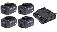 Kit Carregador Duplo 18v e 4 Baterias 4 ah Wesco