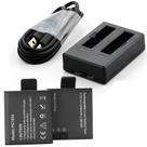 Kit Carregador Duplo Eken H9r + 02 Bateria Extra Original PG1050 Li-Ion 3.7 v 1050mAh P/ Câmera Sjcam H9RS S60 M10