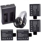 Kit Carregador Duplo Eken H9r + 04 Bateria Extra Original PG1050 Li-Ion 3.7 v 1050mAh P/ Câmera Sjcam H9RS S60 M10