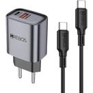 kiT Carregador Fonte Turbo 20W Neo Charge Duplo USB C e USB -C Modelo HS-232C Cor preto