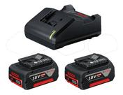 Kit Carregador Gal 18v-20 Bosch + 2 Baterias 4,0ah 18v