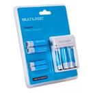 Kit carregador multilaser bivolt + 8 pilhas recarregáveis