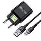 Kit Carregador Turbo 18w Saidas Usb + Cabo Micro Usb V8 Hrebos Hs-183 V Cor preto