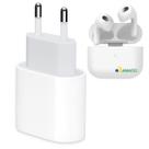 Kit Carregador Turbo 20W com Fone de Ouvido Bluetooth para Smartphone e iPhone11, ao 17 Pro e Max