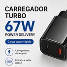 Kit Carregador Turbo 67W Cabo Carregamento Ultra Rápido Lightning CABO V8 E CABO TIPO C USBC USBA1 Kit Carregador Turbo 67W Cabo Carregamento Ultra Rápido Lightning CABO V8 E CABO TIPO C USBC USBA1
