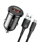 Kit Carregador Veicular Para Celular Notebook Turbo 18W USB Preto + Cabo Tipo-C Compatível Android Iphon 15