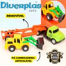 Kit Carreta Plataforma 35CM Com Trator Plástico - Carrinhos De Brinquedo Caminhão e Tratorzinho