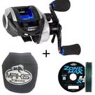 Kit Carretilha de Pesca Saint Accept Blue 10Rol Drag 5kg com Capa Protetora Makis Lado da Manivela:Direito