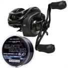 Kit Carretilha Maruri Black Tamba BG 11Rol. Mais Linha Mono Black Tamba 0,40mm 300m