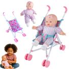 Kit Carrinho boneca + Super Soft Brinquedo Menina Super Fofa