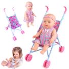 Kit Carrinho de boneca + Sapekinha faz Xixi Resistente Rosa