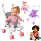 Kit Carrinho de Boneca + Soft Loira Brinquedo Menina Reborn
