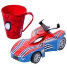 Kit Carrinho Kart Homem Aranha 13cm Fricção +Caneca Original