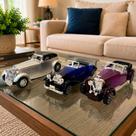 Kit Carrinho Miniatura Colecionável Retrô Classic 3pçs Azul Roxo e Prata