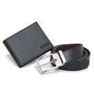 Kit Carteira Masculina Couro Divisorias Plastico Não Cabe RG Com Cinto Dupla Face Liso Social